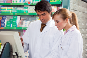pharmacist using computer software