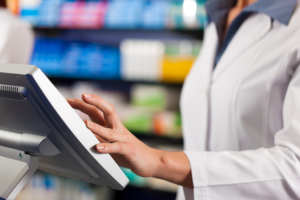 pharmacist using computer software